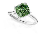 White gold Fancy Green Cushion Cut Diamond Solitaire Engagement Ring with Four-Prong Setting and Classic Band_20