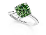 White gold Fancy Green Cushion Cut Diamond Solitaire Engagement Ring with Four-Prong Setting and Classic Band_33