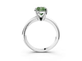 White gold Fancy Green Cushion Cut Diamond Solitaire Engagement Ring with Round Band and Four-Prong Setting_169