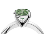 White gold Fancy Green Cushion Cut Diamond Solitaire Engagement Ring with Round Band and Four-Prong Setting_170