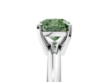 White gold Fancy Green Cushion Cut Diamond Solitaire Engagement Ring with Round Band and Four-Prong Setting_171