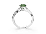 White gold Fancy Green Cushion Cut Diamond Solitaire Engagement Ring with Twisted Pavé Band and Four-Prong Setting_83
