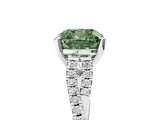 White gold Fancy Green Cushion Cut Diamond Solitaire Engagement Ring with Twisted Pavé Band and Four-Prong Setting_85