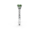 White gold Fancy Green Cushion Cut Diamond Solitaire Pavé Engagement Ring with Round Band and Prong Setting_65