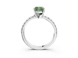 White gold Fancy Green Cushion Cut Diamond Solitaire Pavé Engagement Ring with Round Band and Prong Setting_66