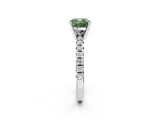 White gold Fancy Green Cushion Cut Diamond Solitaire Pavé Engagement Ring with Round Band and Prong Setting_71