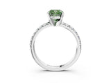 White gold Fancy Green Cushion Cut Diamond Solitaire Pavé Engagement Ring with Round Band and Prong Setting_72