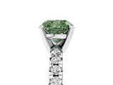 White gold Fancy Green Cushion Cut Diamond Solitaire Pavé Engagement Ring with Round Band and Prong Setting_74