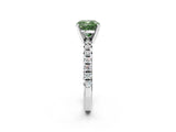 White gold Fancy Green Cushion Cut Diamond Solitaire Pavé Engagement Ring with Round Band and Prong Setting_95