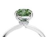 White gold Fancy Green Cushion Cut Diamond Solitaire Ring with Classic Band and Four-Prong Setting_4