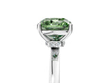 White gold Fancy Green Cushion Cut Diamond Solitaire Ring with Classic Band and Four-Prong Setting_5