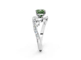 White gold Fancy Green Cushion Cut Diamond Solitaire Ring with Filigree Band and Four-Prong Setting_43