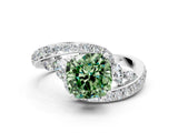 White gold Fancy Green Cushion Cut Diamond Solitaire Ring with Filigree Band and Four-Prong Setting_45