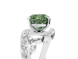 White gold Fancy Green Cushion Cut Diamond Solitaire Ring with Filigree Band and Four-Prong Setting_46