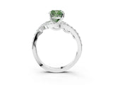 White gold Fancy Green Cushion Cut Diamond Solitaire Ring with Filigree Band and Four-Prong Setting_48