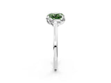 White gold Fancy Green Cushion Cut Diamond Solitaire Ring with Flower Prong Setting and Classic Band_106