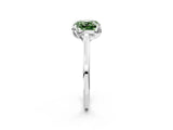 White gold Fancy Green Cushion Cut Diamond Solitaire Ring with Flower Prong Setting and Classic Band_94