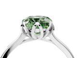 White gold Fancy Green Cushion Cut Diamond Solitaire Ring with Flower Prong Setting and Classic Band_96