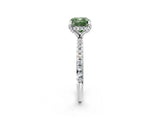 White gold Fancy Green Cushion Cut Diamond Solitaire Ring with Four-Prong Setting and Pavé Band_5