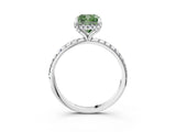 White gold Fancy Green Cushion Cut Diamond Solitaire Ring with Four-Prong Setting and Pavé Band_6
