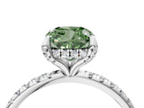 White gold Fancy Green Cushion Cut Diamond Solitaire Ring with Four-Prong Setting and Pavé Band_7