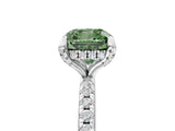 White gold Fancy Green Cushion Cut Diamond Solitaire Ring with Four-Prong Setting and Pavé Band_8