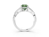 White gold Fancy Green Cushion Cut Diamond Solitaire Ring with Four-Prong Setting and Twisted Pavé Band_67
