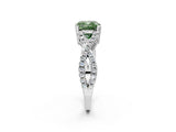 White gold Fancy Green Cushion Cut Diamond Solitaire Ring with Four-Prong Setting and Twisted Pavé Band_70