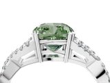 White gold Fancy Green Cushion Cut Diamond Solitaire Ring with Four-Prong Setting and Twisted Pavé Band_72
