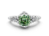 White gold Fancy Green Cushion Cut Diamond Solitaire Ring with Hidden Halo and Pavé Band_39