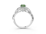 White gold Fancy Green Cushion Cut Diamond Solitaire Ring with Hidden Halo and Pavé Band_42