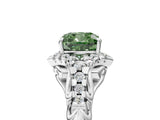 White gold Fancy Green Cushion Cut Diamond Solitaire Ring with Hidden Halo and Pavé Band_44