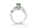White gold Fancy Green Cushion Cut Diamond Solitaire Ring with Milgrain Pavé Band and Four-Prong Setting_284