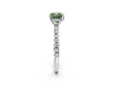 White gold Fancy Green Cushion Cut Diamond Solitaire Ring with Pavé Band and Four-Prong Setting_111