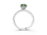 White gold Fancy Green Cushion Cut Diamond Solitaire Ring with Pavé Band and Four-Prong Setting_112