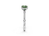 White gold Fancy Green Cushion Cut Diamond Solitaire Ring with Pavé Band and Hidden Halo_29