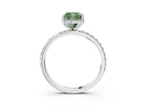 White gold Fancy Green Cushion Cut Diamond Solitaire Ring with Pavé Band and Hidden Halo_30