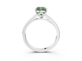 White gold Fancy Green Cushion Cut Diamond Solitaire Ring with Pavé Band and Prong Setting_15