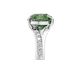 White gold Fancy Green Cushion Cut Diamond Solitaire Ring with Pavé Band and Prong Setting_17