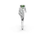 White gold Fancy Green Cushion Cut Diamond Solitaire Ring with Prong Setting and Twisted Pavé Band_26