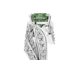 White gold Fancy Green Cushion Cut Diamond Solitaire Ring with Prong Setting and Twisted Pavé Band_29