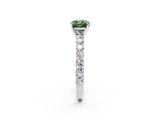 White gold Fancy Green Cushion Cut Diamond Solitaire Ring with Shared Prong Pavé Band and Four-Prong Setting_72