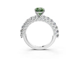 White gold Fancy Green Cushion Cut Diamond Solitaire Ring with Shared Prong Pavé Band and Four-Prong Setting_73