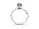 White gold Fancy Green Cushion Cut Diamond Solitaire Ring with Six-Prong Setting and Classic Band_296