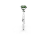 White gold Fancy Green Cushion Cut Diamond Solitaire Ring with Six-Prong Setting and Classic Band_299