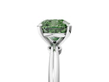 White gold Fancy Green Cushion Cut Diamond Solitaire Ring with Six-Prong Setting and Classic Band_302
