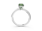 White gold Fancy Green Cushion Cut Diamond Solitaire Ring with Six-Prong Setting and Classic Band_302