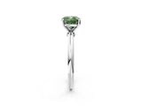 White gold Fancy Green Cushion Cut Diamond Solitaire Ring with Six-Prong Setting and Classic Band_305