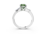 White gold Fancy Green Cushion  Cut Diamond Solitaire Ring with Tapered Baguette Accents and Four-Prong Setting_79
