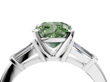 White gold Fancy Green Cushion  Cut Diamond Solitaire Ring with Tapered Baguette Accents and Four-Prong Setting_80